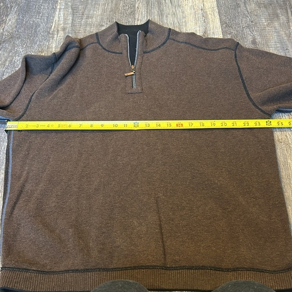🌴Tommy Bahama Sweater Mens black/Brown Reversible 1/4 Zip Pu… - Picture 7 of 11